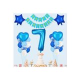 Mutlu Doğum Günü Mavi Kalp Büyük Yıldız Yaş Balon Set, Mavi7