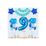 Mutlu Doğum Günü Mavi Kalp Büyük Yıldız Yaş Balon Set, Mavi9
