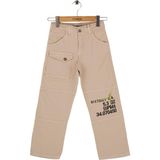 Mutlu Kids Baskı ve Cep Detaylı Erkek Çocuk Pantolon - 5 Yaş - Krem