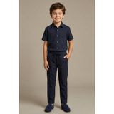 Mutlu Kids Çizgili Desenli Bağcıklı Erkek Çocuk Pantolon - Lacivert - 10 Yaş
