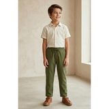 Mutlu Kids Keten Beli Lastikli Rahat Kalıp Erkek Çocuk Pantolon - Haki - 14 Yaş