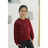 Mutlu Kids Nakışlı ve Taşlı Kız Sweatshırt - Bordo - 11 Yaş