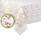 Mutlu Land Carmen Pvc Masa Örtüsü Kenar Dantel Krem - Kırmızı - 152 x 152 cm