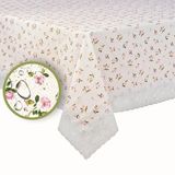 Mutlu Land Carmen Pvc Masa Örtüsü Kenar Dantel Krem - Pembe - 152 x 232 cm