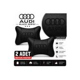 mutlu oto aksesuar Audi Black Serisi 2 Adet Araç Boyun Yastığı Siyah Premium Suni Deri Elyaf Dolgulu Oto Boyun Desteği