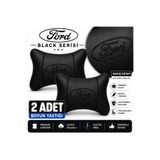 mutlu oto aksesuar Ford Black Serisi 2 Adet Araç Boyun Yastığı Siyah Premium Suni Deri Elyaf Dolgulu Oto Boyun Desteği