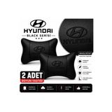 mutlu oto aksesuar Hyundai Black Serisi 2 Adet Araç Boyun Yastığı Siyah Premium Suni Deri Elyaf Dolgulu Oto Boyun Desteği