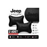 mutlu oto aksesuar Jeep Black Serisi 2 Adet Araç Boyun Yastığı Siyah Premium Suni Deri Elyaf Dolgulu Oto Boyun Desteği