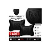 mutlu oto aksesuar Peugeot Black Serisi 2 Adet Araç Boyun Yastığı Siyah Premium Suni Deri Elyaf Dolgulu Oto Boyun Desteği