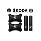 mutlu oto aksesuar Skoda Boyun Yastığı Ve Kemer Pedi Set 2 Yastık 2 Kemer
