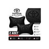 mutlu oto aksesuar Toyota Black Serisi 2 Adet Araç Boyun Yastığı Siyah Premium Suni Deri Elyaf Dolgulu Oto Boyun Desteği