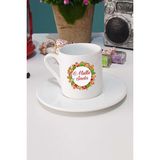 Mutlu Seneler Yılbaşı Hediyesi Türk Kahvesi Fincanı Beyaz - 1 Adet - 70 ml
