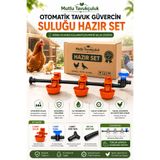 MUTLU TAVUKÇULUK Otomatik Akıllı Tavuk Civciv Güvercin Suluğu Hazır Set 3 Suluklu 100 Cm Hortumlu Vana ve Kör Tapalı