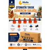 MUTLU TAVUKÇULUK Otomatik Akıllı Tavuk Civciv Güvercin Suluğu Hazır Set 5 Suluklu 160 Cm Hortumlu Vana ve Kör Tapalı