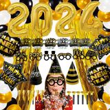 Mutlu yeni yıl süslemeleri 2023 yeni yıl arifesi parti parti malzemeleri mutlu yeni yıl kafa bandı/Tiaras siyah ve altın balonlar 2023 mutlu yeni yıl şapkalar/gözlük/gürültü Maker yeni yıl arifesi