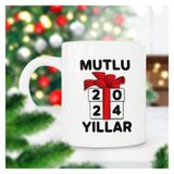 Mutlu Yıllar 2024 Kurdela Yılbaşı Hediyesi Baskılı Kupa Bardak