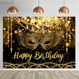 Mutlu Yıllar için Maskeli Balo Mardi Gras Arka Plan Siyah Altın Parıltılı Maske Parti Süslemeleri Malzemeleri Afiş Maskeli Balo Tema Karnaval Dans Parti Fotoğrafçılık Arka Planı (7X5FT (82x59 inç))
