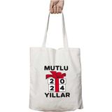 Mutlu Yıllar Kardan Adam Tabela Iki Tarafı Kalıcı Baskılı Yıkanabilir Okul Plaj Omuz Bez Çantası