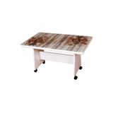 MUTLUALIŞVERİŞMERKEZİ Camlı Masa Tekerlekli Orta Sehpa 65x65x105