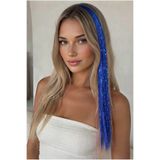 MutluBiDünya 1 Adet Çıtçıtlı Hair Tinsel Gelin Teli Saç Simi Aksesuarı Saks Mavisi Tinsel Lacivert Tinsel