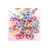 MutluBiDünya Karışık Neon Renkler 50 Adet Kumaş Saç Lastik Tokası, Mini Tokalar ve 10 Adet Lastik, Kız Çocuk