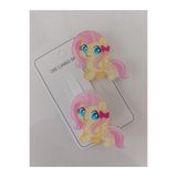 MutluBiDünya Lily Kız Çocuk Pony Pens Toka, Pembe, Bir Çift