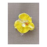 MutluBiDünya Vintage Aloha Orkide Çiçeği Süslü Zarif Yazlık Mandal Toka, Sarı, 11 cm, Kadın