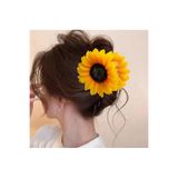 MutluBiDünya Vintage Ayçiçeği Mandal Toka, Sarı, Kadın/Kız, 10-11 cm