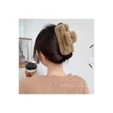 MutluBiDünya Vintage Maxi Boy Peluş Mandal Toka, Kadın, Bej