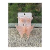 MutluBiDünya Vintage Üçlü Kelebek Mandal Toka, Pembe, Kadın