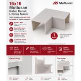 Mutlusan 16X16 Kablo Kanalı 90 L Köşe Dönüş Ek Parçası Plastik Beyaz