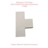 Mutlusan 25X16 Kablo Kanalı T Köşe Ek Parçası Plastik Beyaz