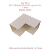Mutlusan 25X25 Kablo Kanalı Dış Köşe Plastik Beyaz