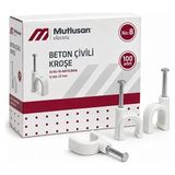 Mutlusan Beton Çivili Kroşe No:8 3X16+10 Antigron Kablo Kroşesi 100 Adet