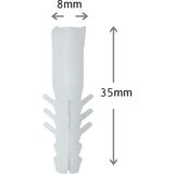 Mutlusan Beyaz Plastik Dübel 8Mm 100 Adet 35mm Boy Ölçüsü ile Güçlü Montaj Çözümü