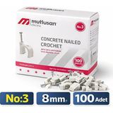 Mutlusan No:3 Çivili Kroşe 8 mm Beton Çivili Kablo Kroşesi 2x1.5 - 3x1.5 Antigron 100 Adet