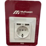 Mutlusan Rita Beyaz Siva Alti Cerceveli 2 Usb'li C.k Toprakli Priz