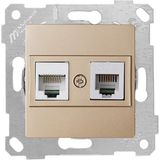 Mutlusan Rita Mekanizmalı Tuş Telefon Data Priz (Rj12 Cat5e) Dore (5'Li Paket)