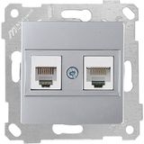 Mutlusan Rita Mekanizmalı Tuş Telefon Data Priz (Rj12 Cat5e) İnox (6'Li Paket)