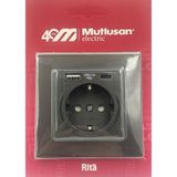 MUTLUSAN RİTA USB+TYPE-C Lİ TOPRAKLI PRİZ FÜME