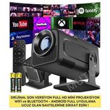 MUTU HY320 Mini Projeksiyon Cihazı 4K Çözünürlük LED Işık Kaynağı Bluetooth Bağlantılı - Siyah