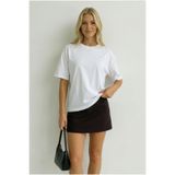 MUVIANCE Kadın Beyaz Oversize Basic Tişört %100 Pamuk