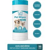 Muvicado Evcil Hayvan Tüy Göz Kulak Pati Temizleme Mendili Kedi ve Köpekler Için Islak Mendil 50 Adet