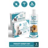 muvicado Kedi İç ve Dış Parazit Seti Köpek İç Dış Anti Parazit Şampuan Tablet Damla Bit Pire Kene Karşıtı Set