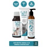 muvicado Kedi Tüy Sağlığı Destekleyici Güçlendirilmiş Set (Damla-Balık Yağı-Kedi Tüy Yumağı Önleyici Malt)
