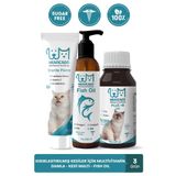 muvicado Kısır Kedi Vitamin Desteği Özel Takviye Seti Biotin-Çinko Damla Multivitaminli Malt Balık Yağı