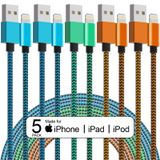 MUXA [Apple MFi Sertifikalı] 5 Paket - 6,1 FT iPhone Şarj Cihazı Naylon Dokuma Hızlı Şarj Yıldırım Kablosu iPhone 14 13 12 Mini 11 Pro MAX XR XS 8 7 Plus 6S SE iPad ile Uyumlu
