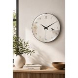 Muyika Design Dekoratif Duvar Saati 36 cm Kuş Figürlü Minimalist Bej Bombe Camlı Sessiz Akar Salon Saati MUYİKA-Yalnız Kuş