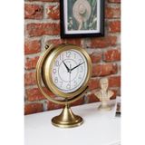 Muyika Design Gold Metal Masa Saati – Sessiz Mekanizma, Latin Rakamlı Dekoratif Vintage Tasarım-Mezza Gold Latin