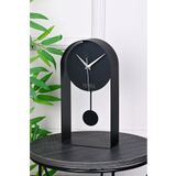 Muyika Design Masa Saati Sarkaçlı Metal Siyah Renk Sessiz Mekanizma Dekoratif Modern Tasarım 32x16cm Mms